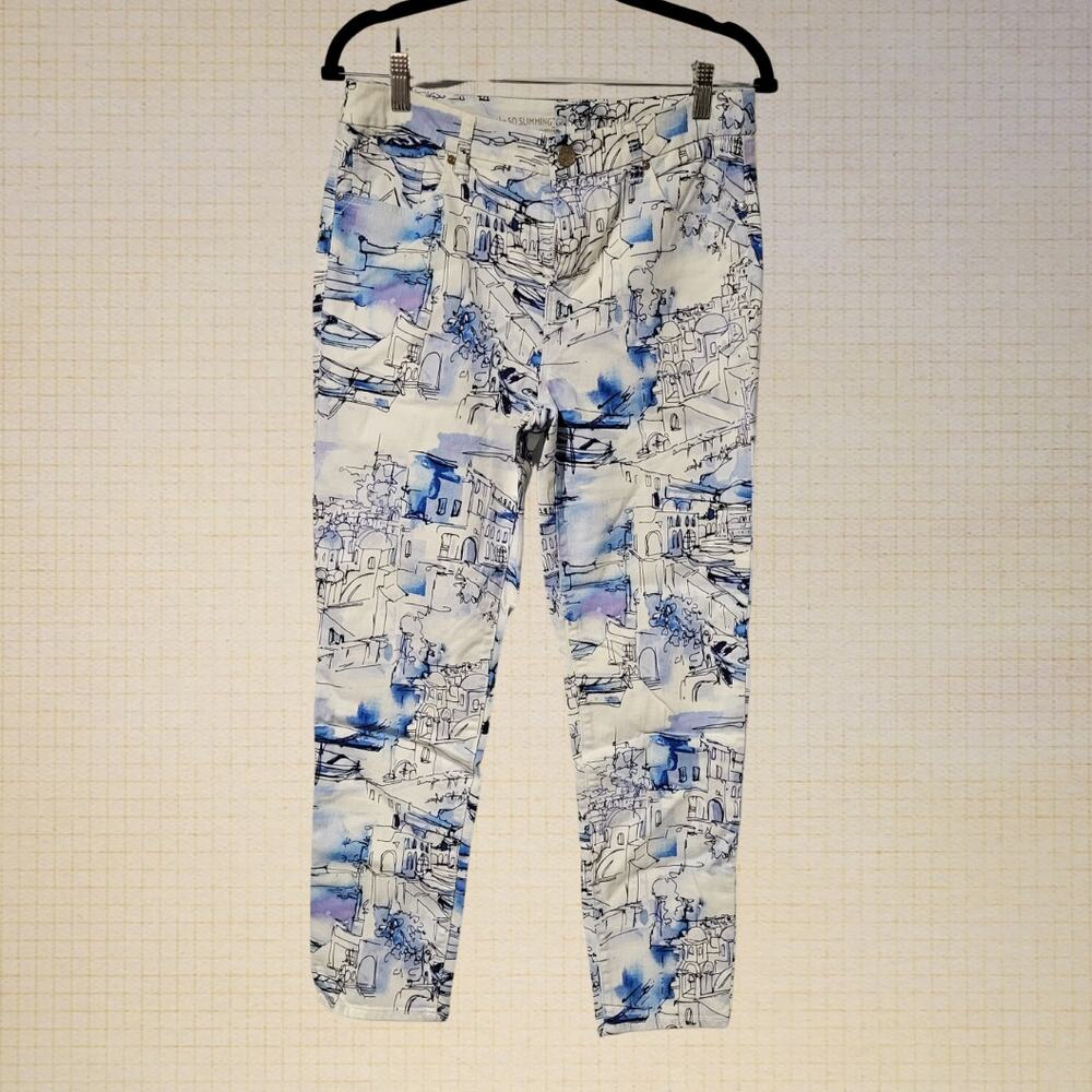 Contemporary Tie Dye Ankle Pants Chico European City Sketch Stretch Large Size L